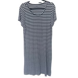 Uniqlo short sleeve black & white striped dress size XL linen blend
